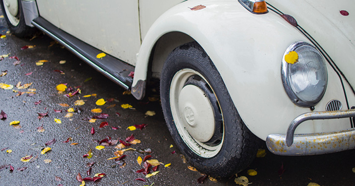 close up of a white car